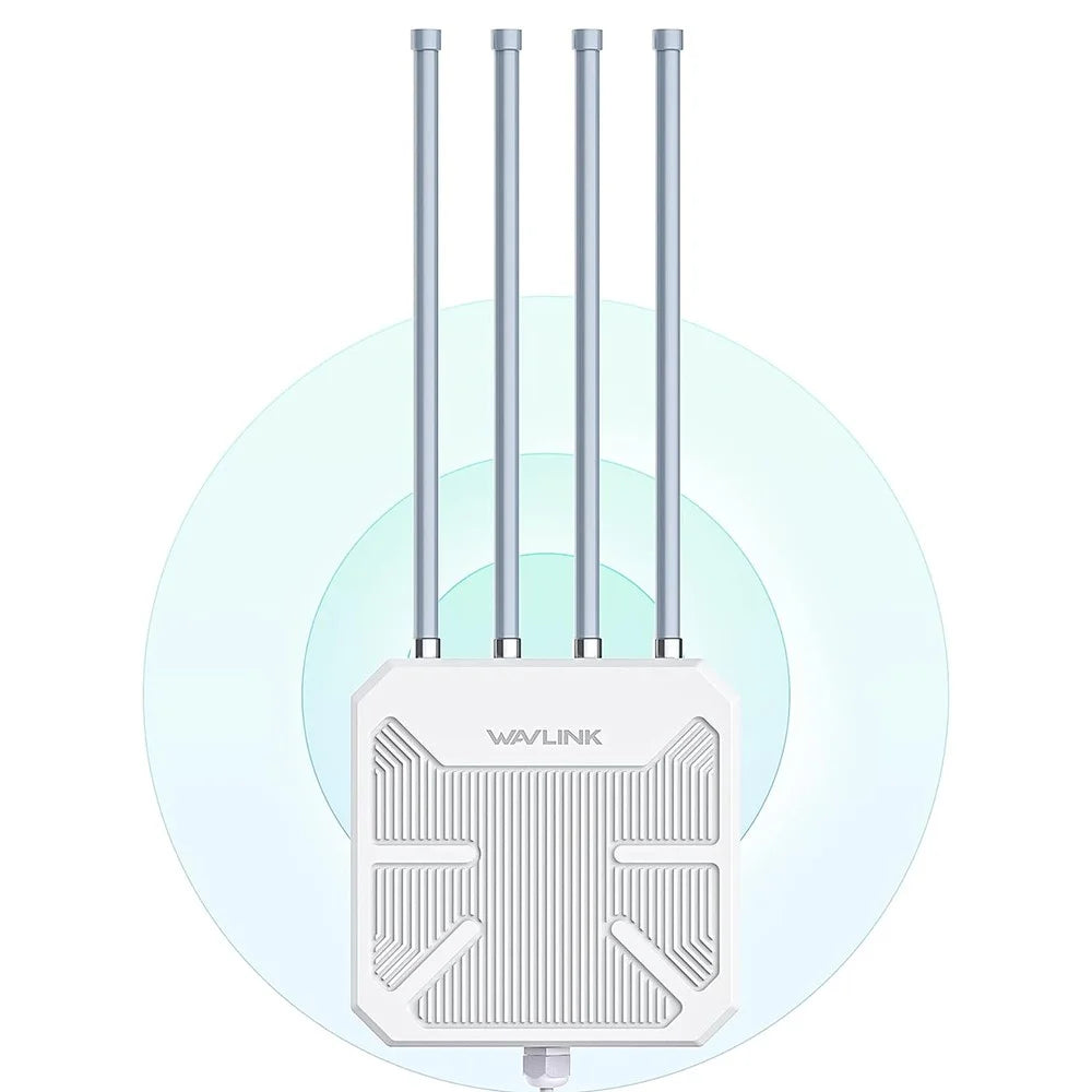WAVLINK WS-WN573HX1-A WiFi 6 AX1800 WiFi Routers IP67 Waterproof Outdoor Dual Band Wireless Repeater with PoE Port, 4 Antennas - UK Plug - 1