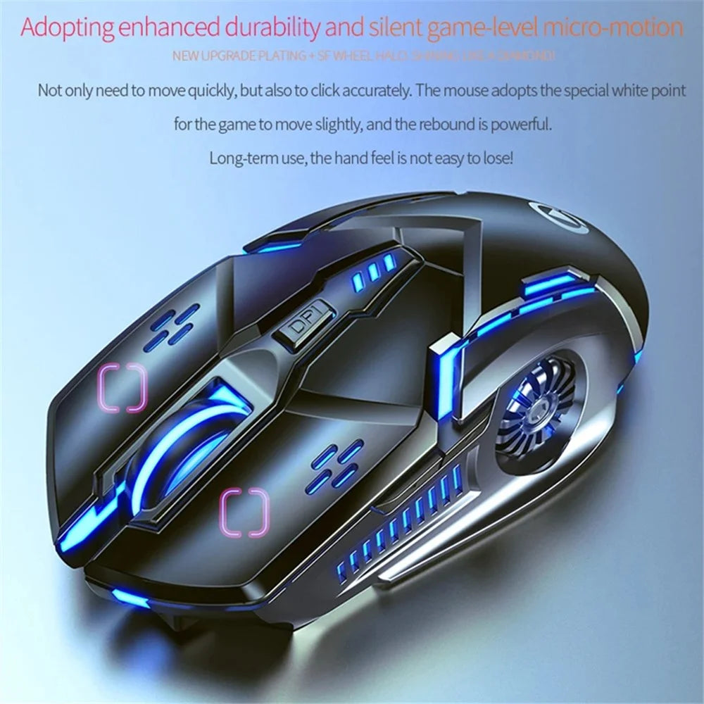 YINDIAO A9 2.4G Wireless Mouse 1200 / 1600 / 2400 / 3200 DPI Adjustable Silent 6 Keys Lighting Mouse - Black - 3