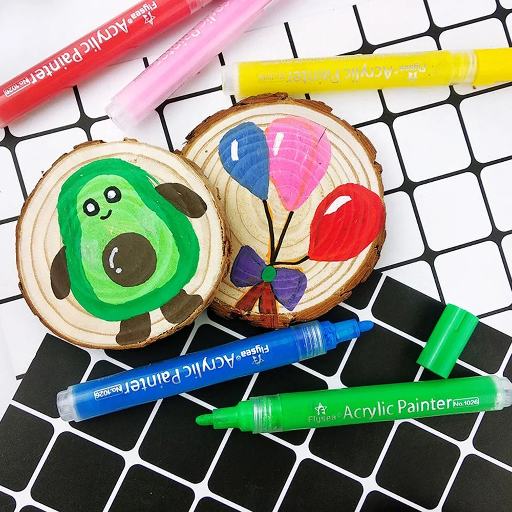 FLYSEA NO.1026 Low-Odor Marker Pen Colorful Acrylic Pens for Children Drawing - Light Purple - 2