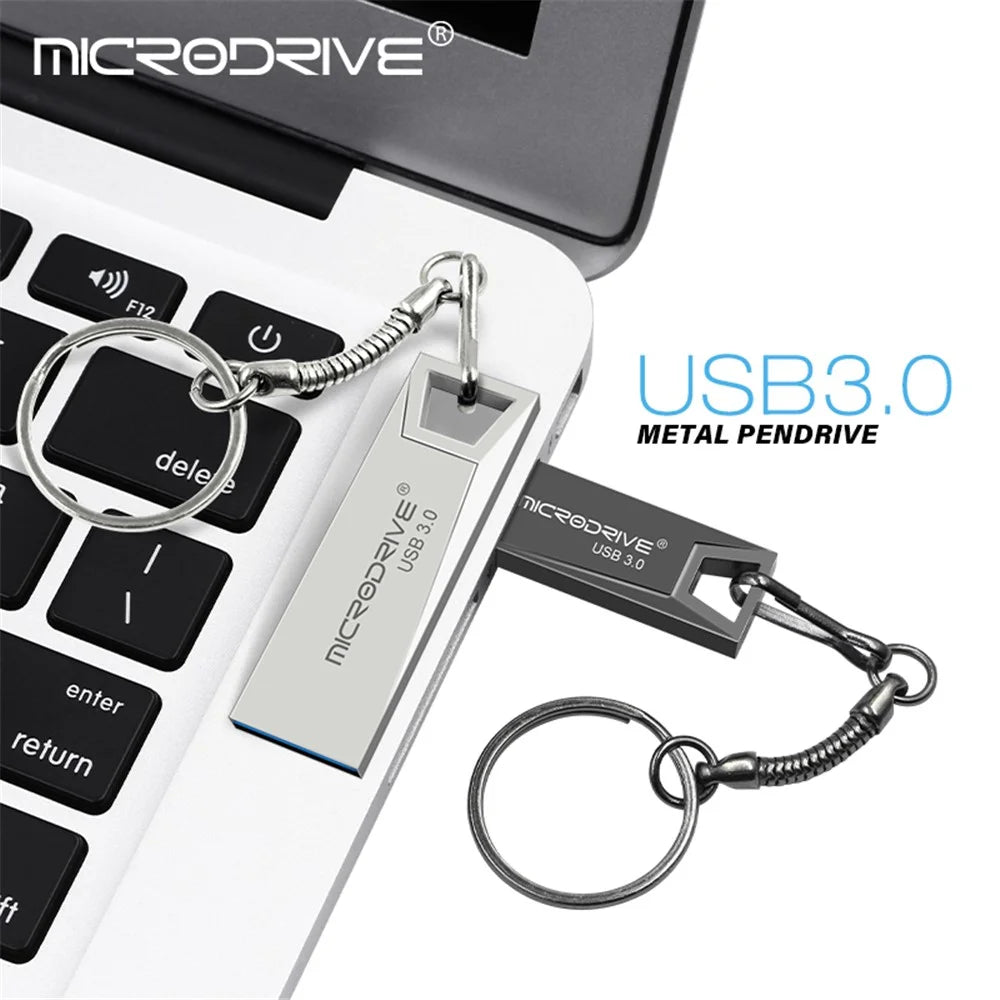 MICRODRIVE 32GB Metal U-disk High Speed Computer Laptop USB 3.0 Flash Drive - Silver - 2