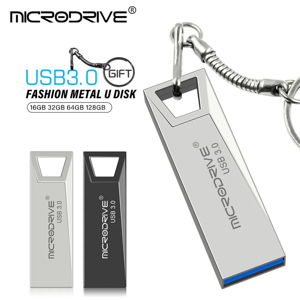 MICRODRIVE Portable 128GB Metal U-disk Laptop Computer USB 3.0 Flash Drive - Black - 3