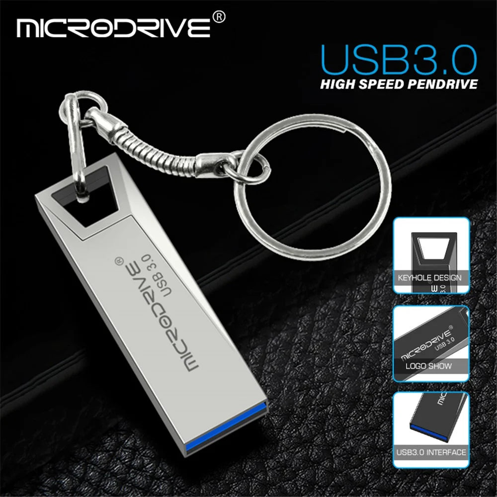 MICRODRIVE Portable 128GB Metal U-disk Laptop Computer USB 3.0 Flash Drive - Black - 6