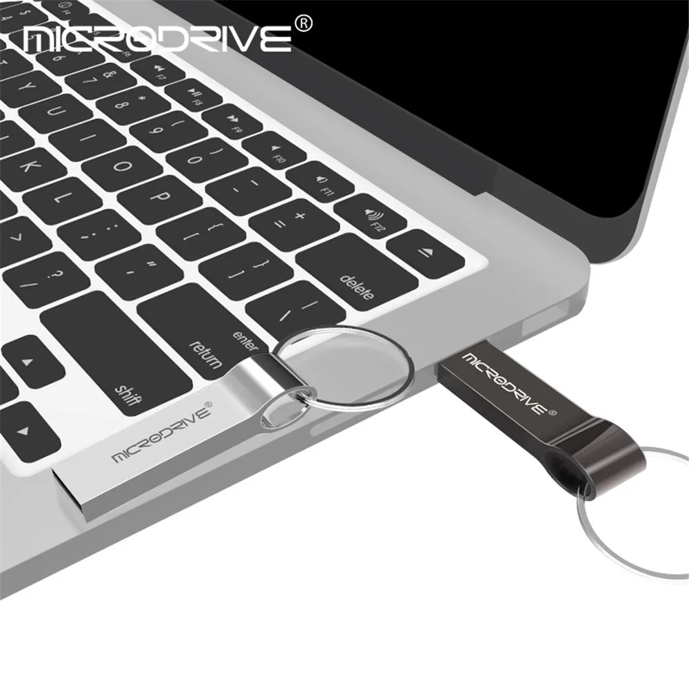 MICRODRIVE 16GB USB 2.0 Flash Drive Portable Key Ring Metal Thumb Drive Memory Stick - Black - 2