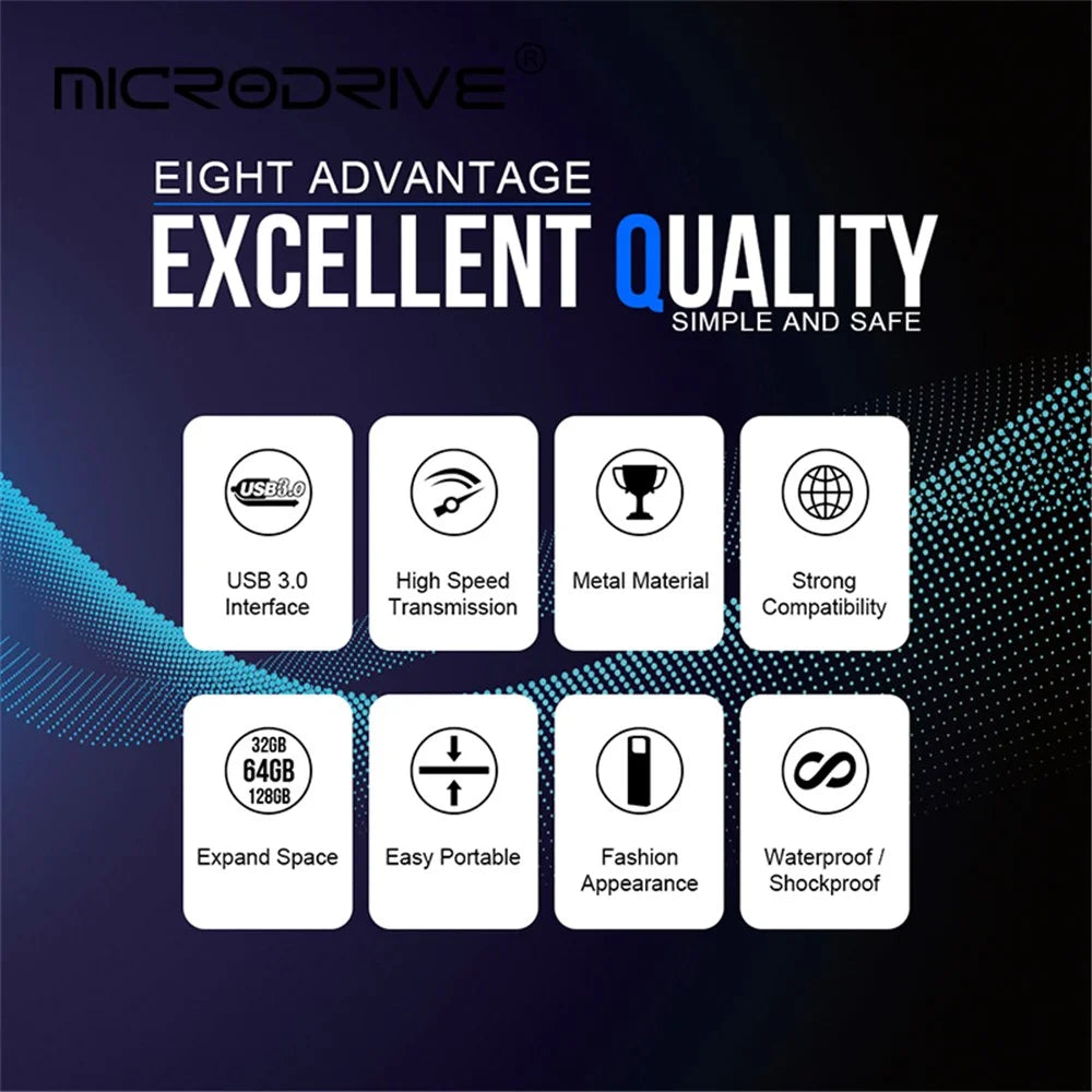 MICRODRIVE E9 32GB Metal U-disk High Speed USB 3.0 Memory Stick for Computer - Gold - 5