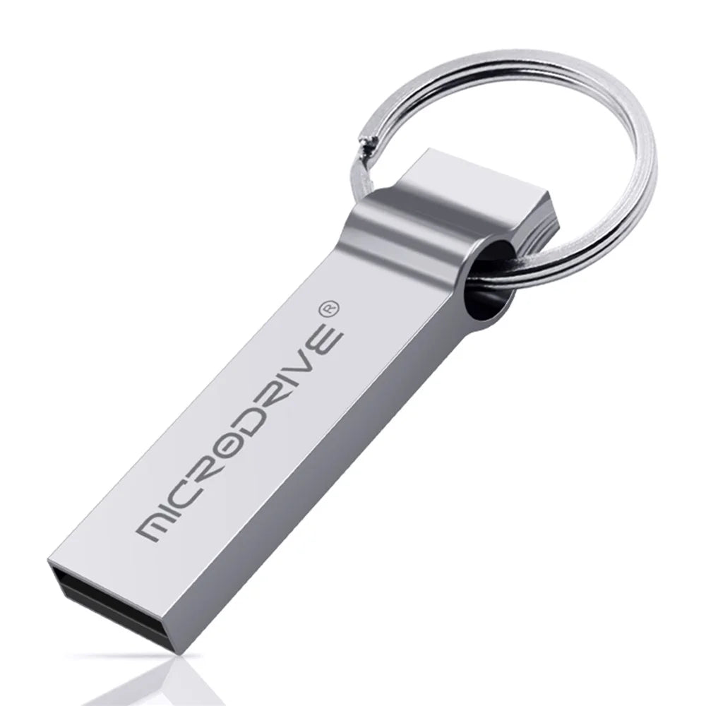 MICRODRIVE 8GB Metal Memory Stick Waterproof USB 2.0 Flash Drive - Silver - 1