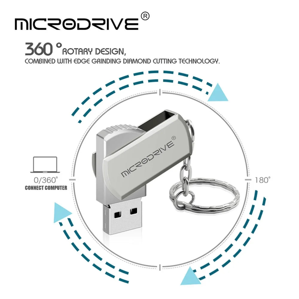 MICRODRIVE 8GB Computer Thumb Drive USB Stick Key Ring Design USB 2.0 Flash Drive - Grey - 3