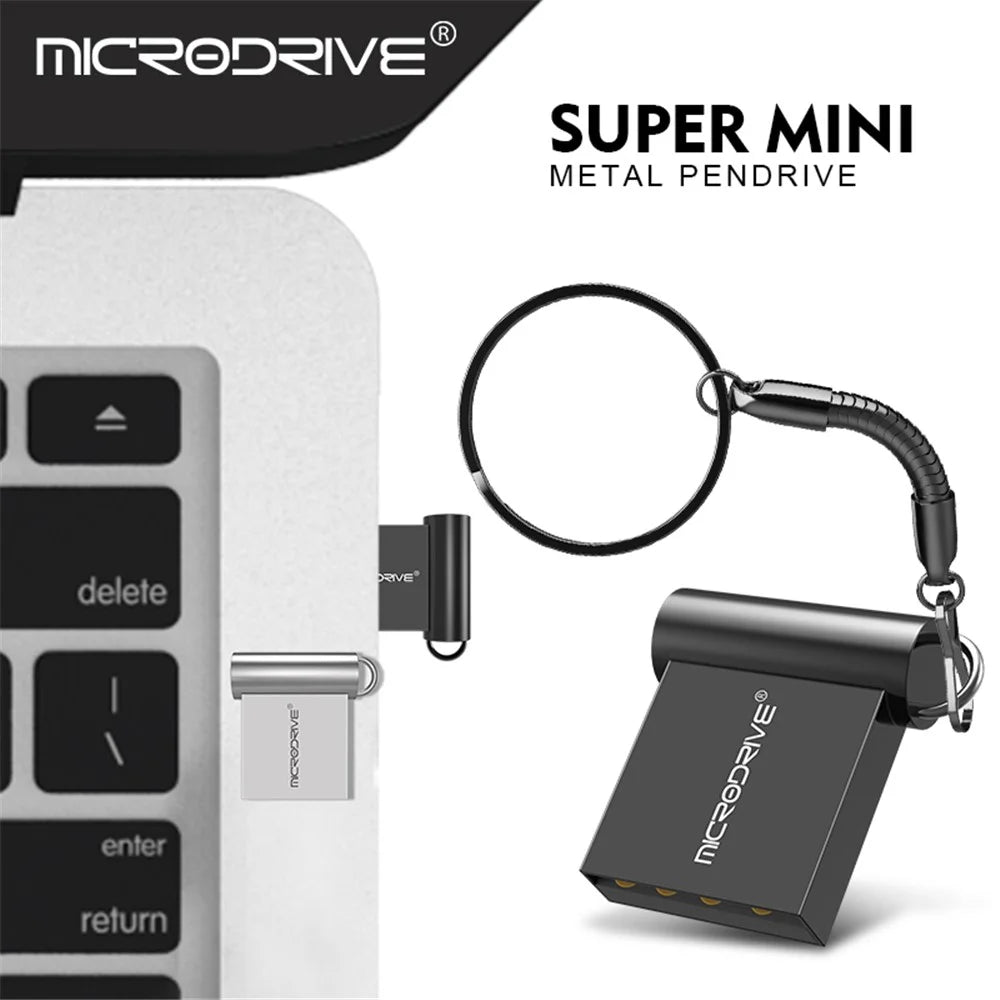 MICRODRIVE 64GB USB 2.0 Mini Metal U-Disk Portable Flash Drive - Grey - 3