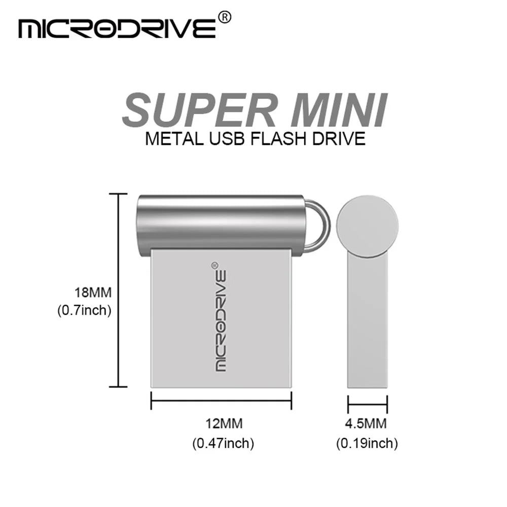 MICRODRIVE 64GB USB 2.0 Mini Metal U-Disk Portable Flash Drive - Grey - 5