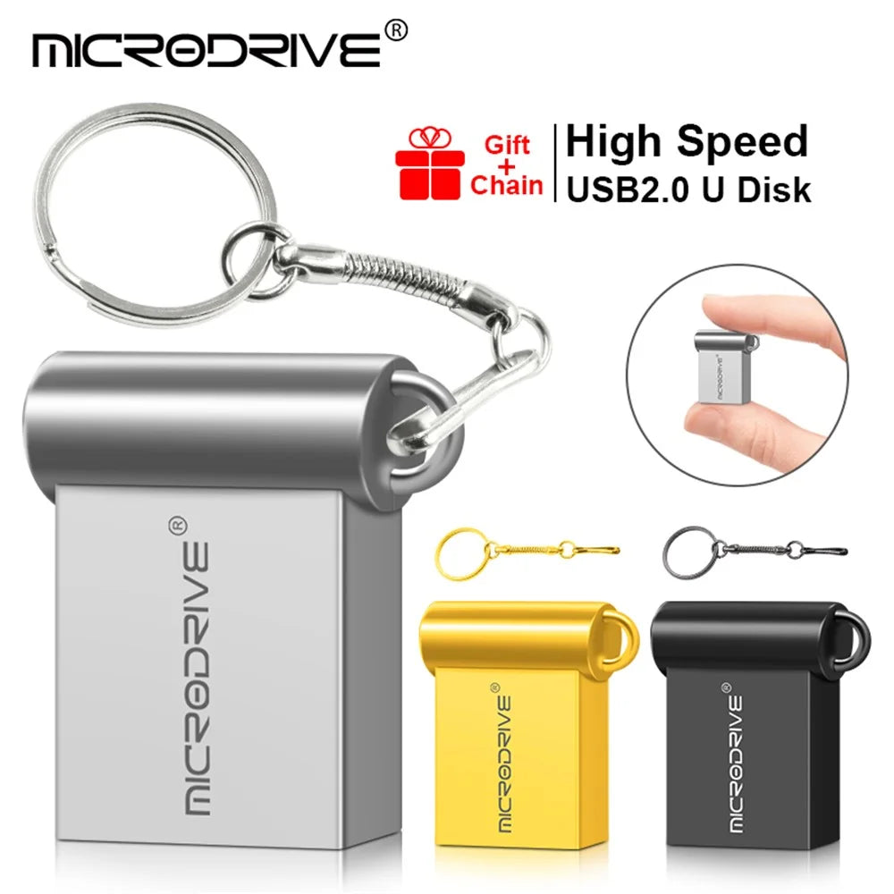 MICRODRIVE 64GB USB 2.0 Mini Metal U-Disk Portable Flash Drive - Grey - 6
