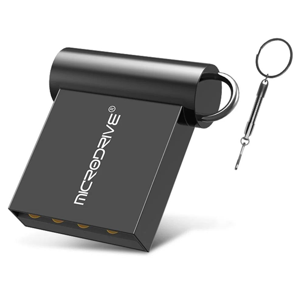 MICRODRIVE 32GB USB 2.0 Portable Flash Drive Mini Metal U-Disk - Black - 1