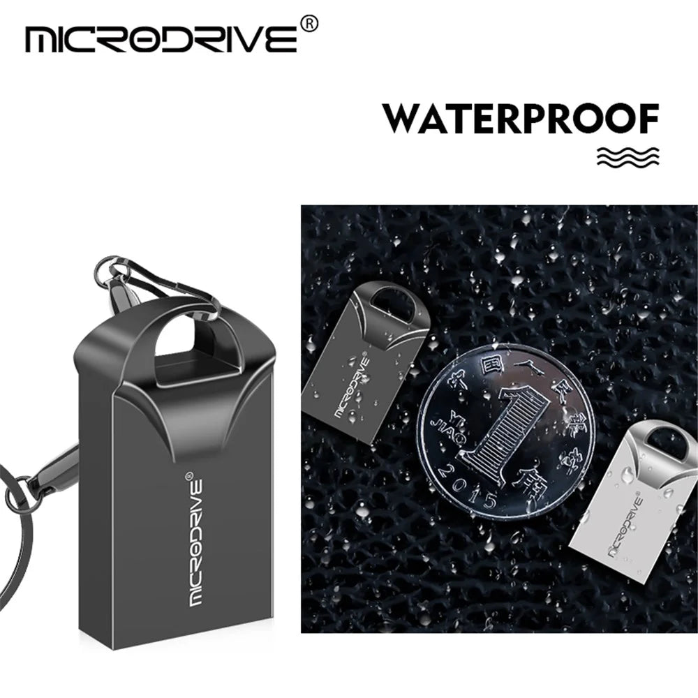 MICRODRIVE 64GB USB 2.0 Flash Drive Portable Mini Metal U-Disk - Silver - 5