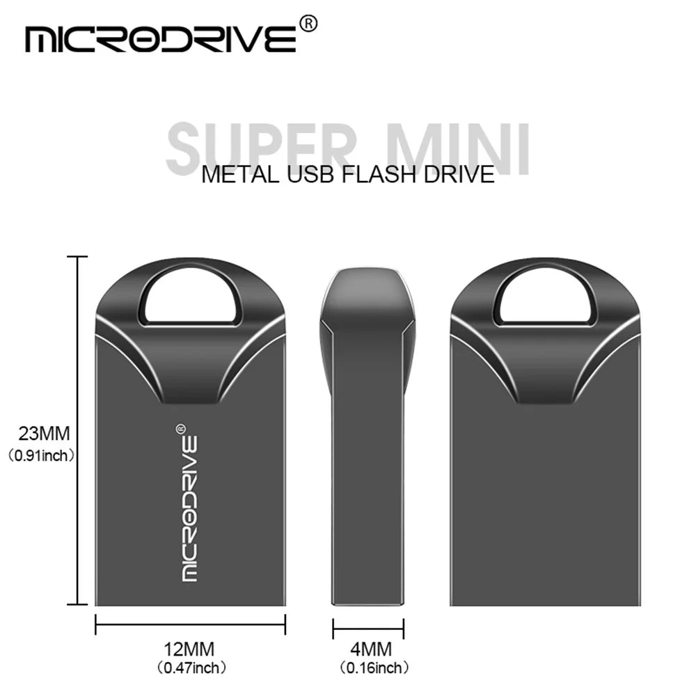 MICRODRIVE Mini Metal U-Disk Portable USB 2.0 8GB Flash Drive - Silver - 6