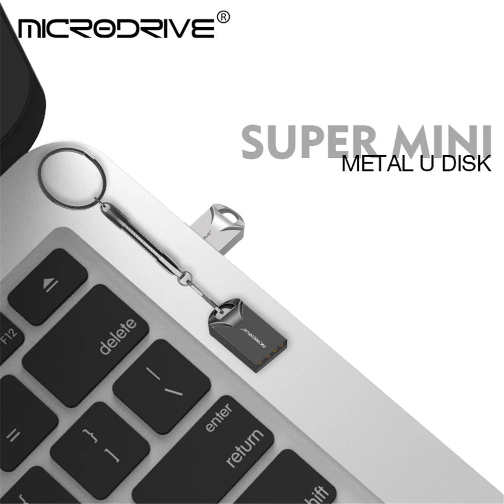 MICRODRIVE 128GB Metal Mini U-Disk Portable USB 2.0 Flash Drive - Silver - 2