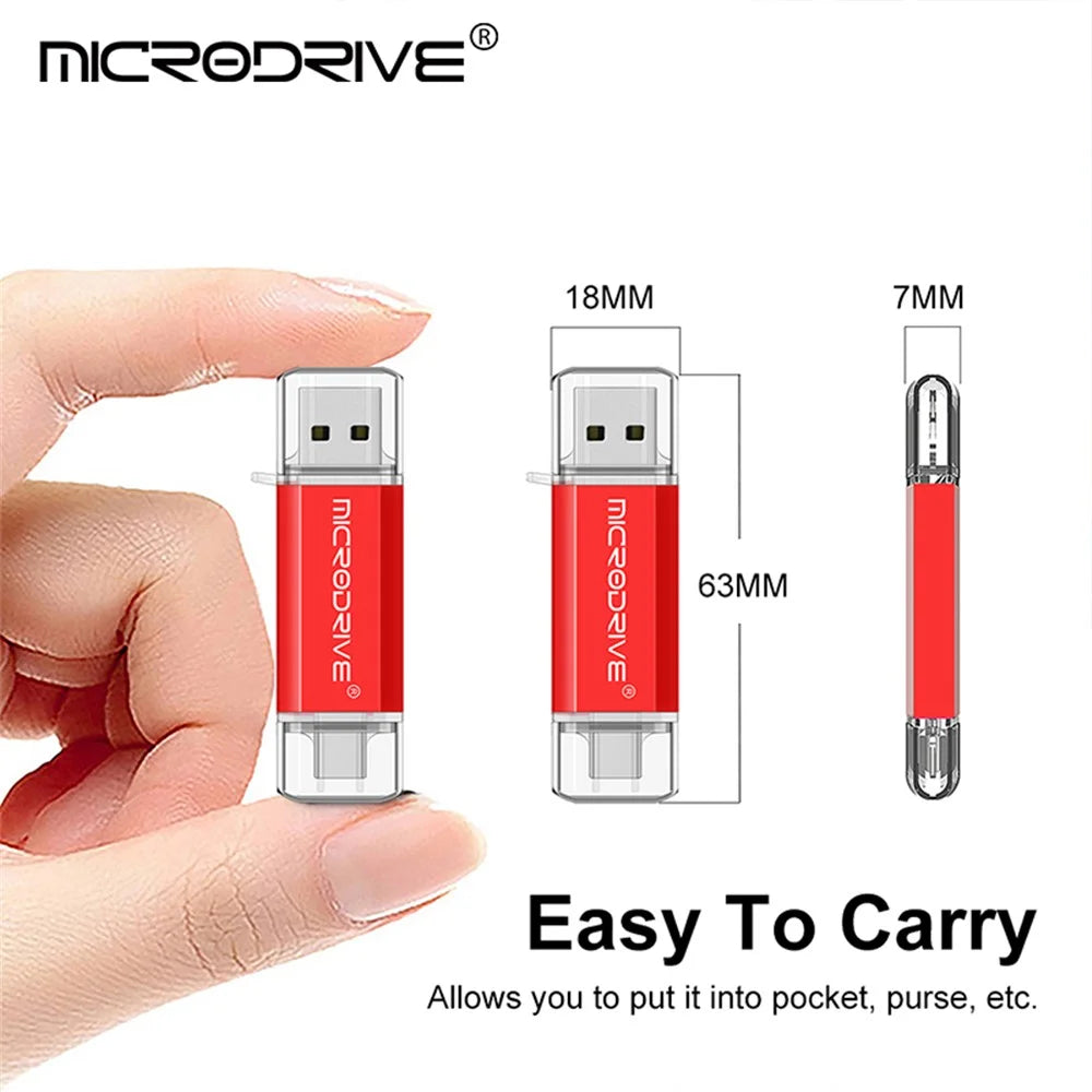 MICRODRIVE 16GB 2-in-1 USB 2.0 / Type-C U-Disk High Speed Phone Laptop Flash Disk - Blue - 4