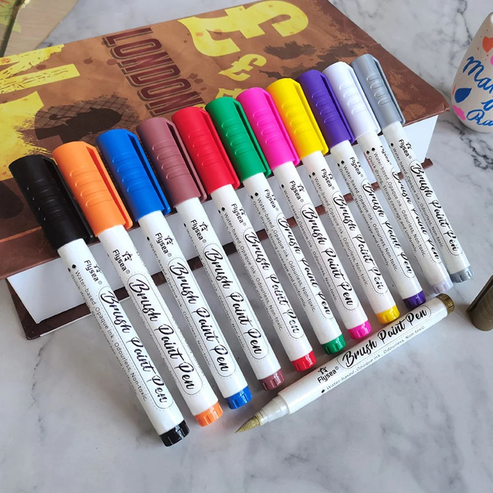 FLYSEA FS-2BR 12Pcs Acrylic Paint Pens Set 0.5-5mm Fine Tip Paint Markers for Graffiti - 5