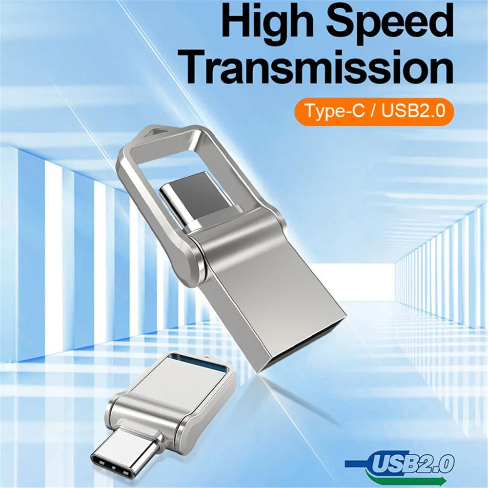 MICRODRIVE High Speed 32GB Flash Drive USB 2.0 / Type-C Mini Metal U-Disk - Silver - 2