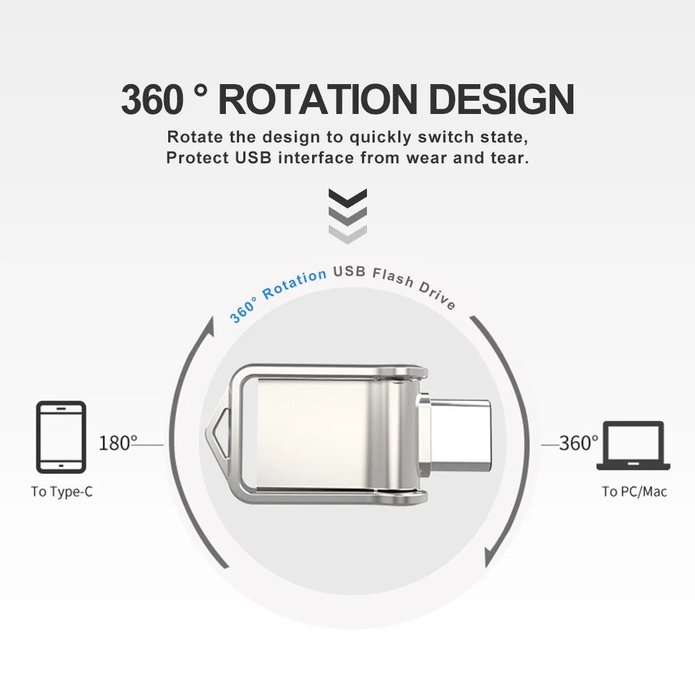 MICRODRIVE High Speed 32GB Flash Drive USB 2.0 / Type-C Mini Metal U-Disk - Silver - 5