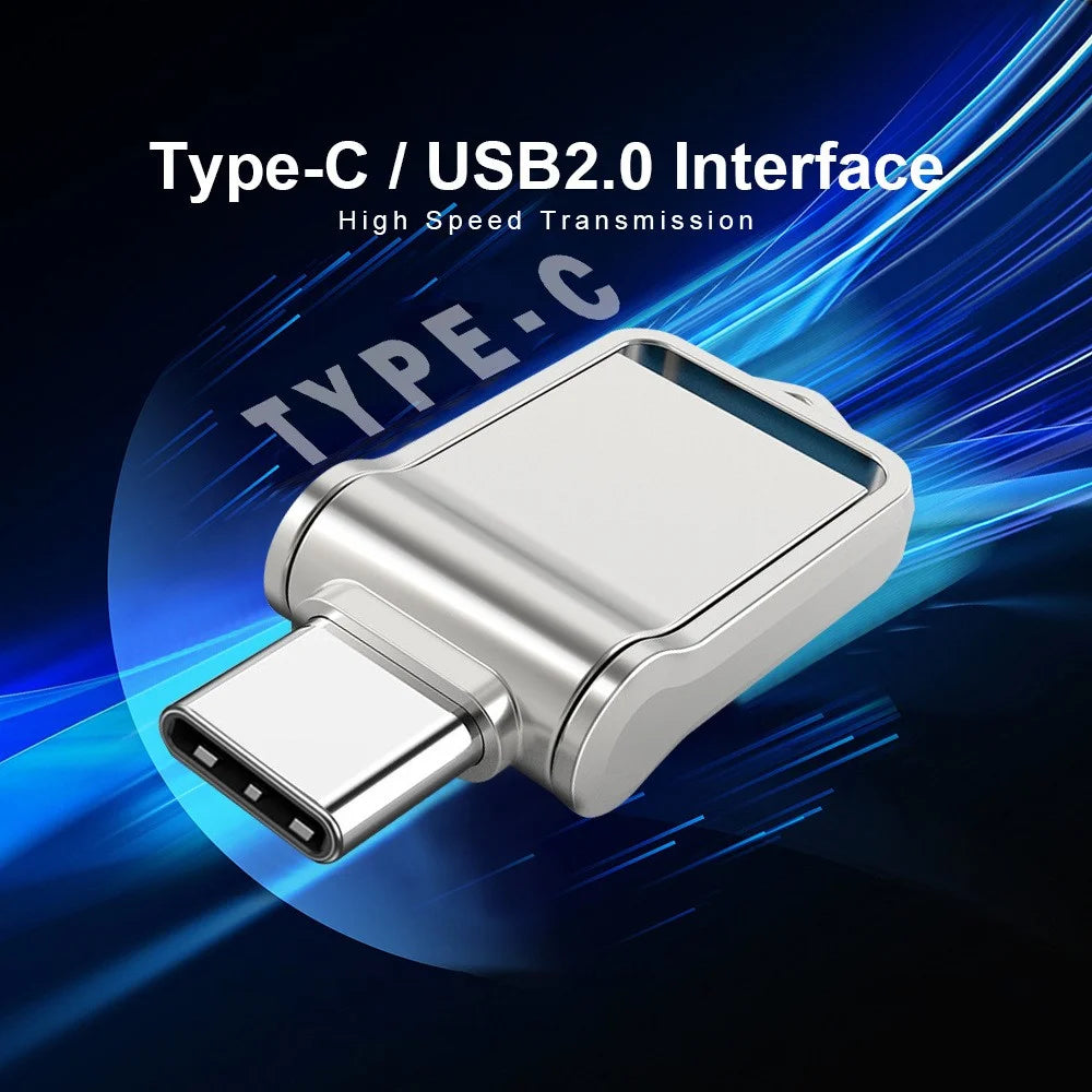 MICRODRIVE High Speed 32GB Flash Drive USB 2.0 / Type-C Mini Metal U-Disk - Silver - 7