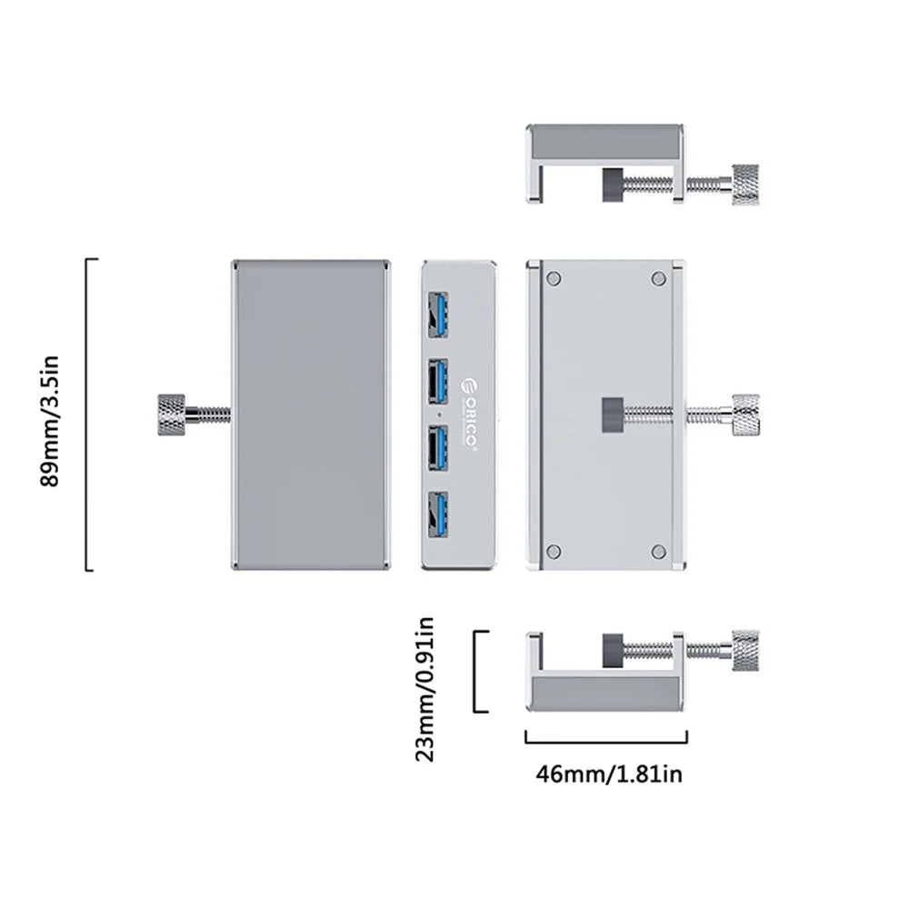 ORICO MH4PU-P Aluminum Alloy 4 Ports USB3.0 Clip-type Hub - 5