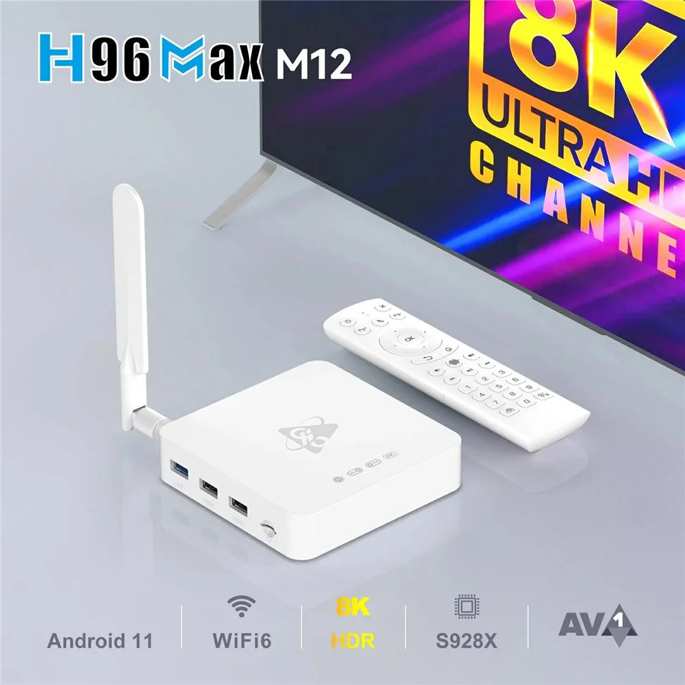 H96 Max M12 8K Ultra HD Android TV Box 8GB RAM 128GB ROM WiFi6 BT5.4 Media Player - US Plug - 5