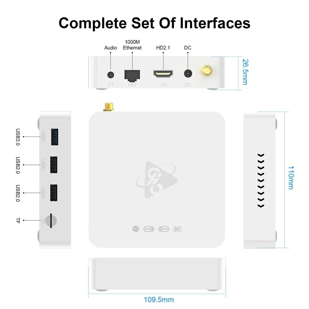 H96 Max M12 8K Ultra HD Android TV Box 4GB RAM 64GB ROM WiFi6 BT5.4 Media Player - US Plug - 7