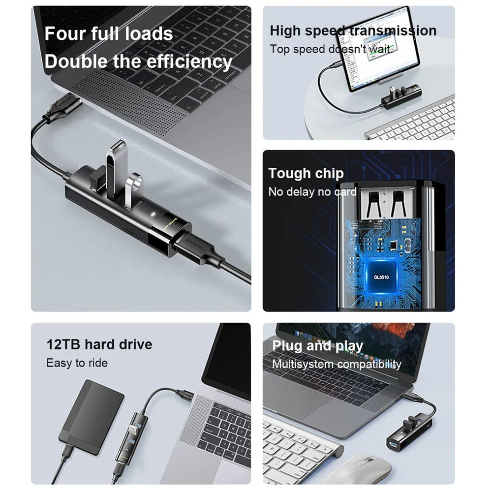 MINDPURE US023 1m Type-C to USB 3.0 4-Port Hub High Speed Laptop Docking Station - 2
