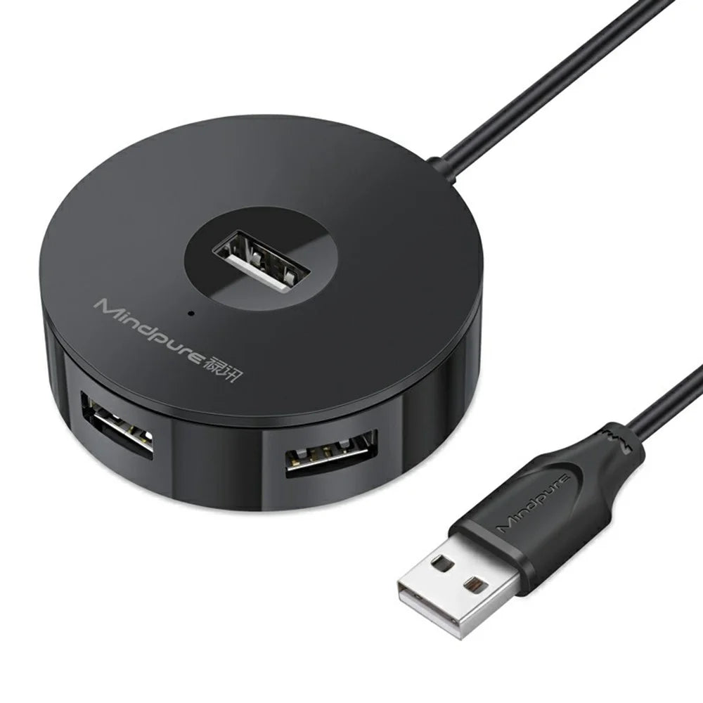 MINDPURE US018 0.3m USB to 4 X USB2.0 Docking Station Laptop Computer USB Hub Adapter - Black - 1