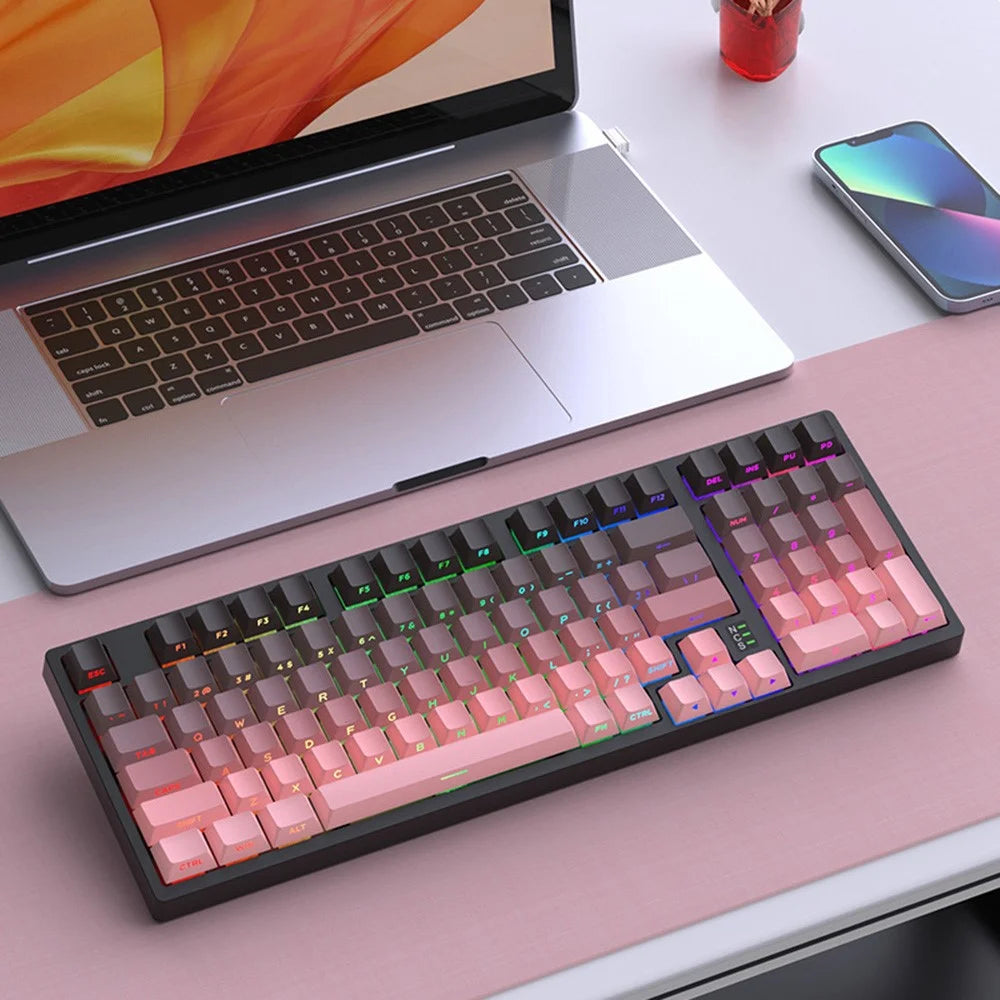 Y-FRUITFUL K98Pro 98 Keys Mechanical Keyboard Triple Mode Hot Swappable Gaming Keyboard with RGB Backlit - Style A - 3