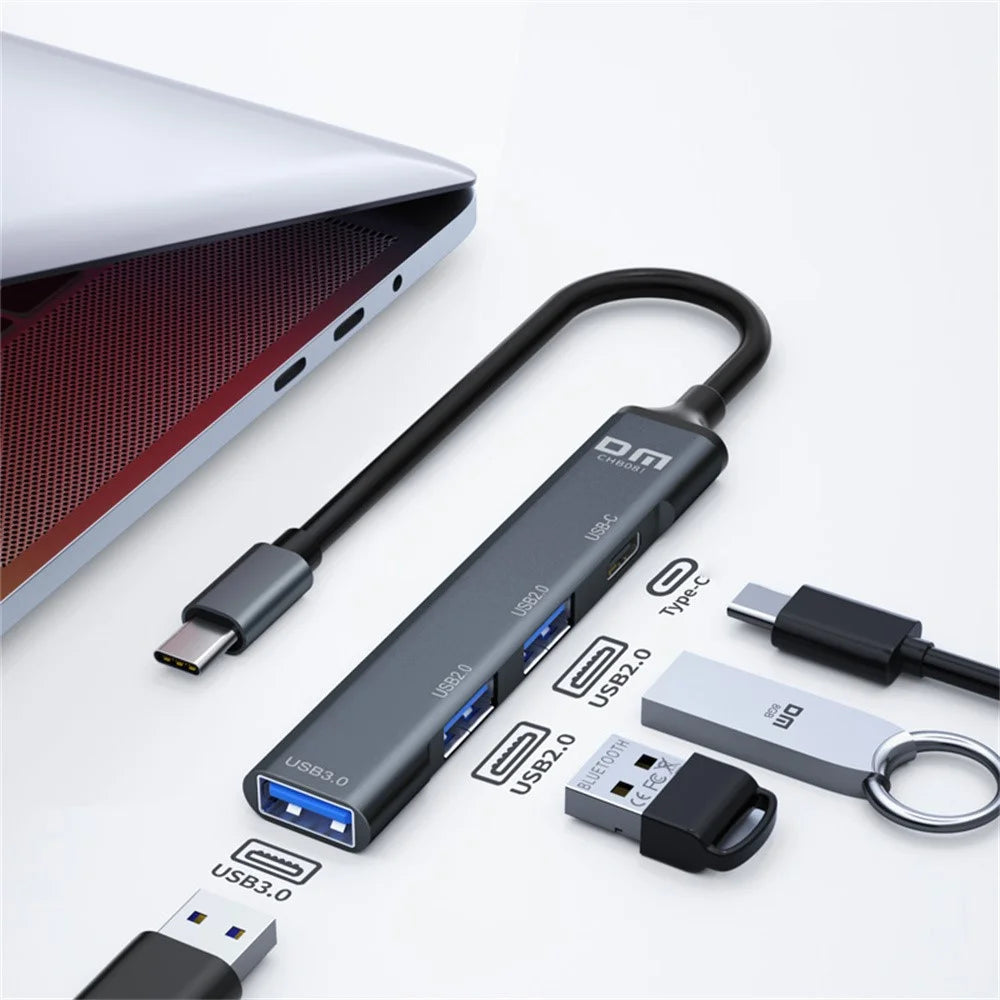 CHB081 4 in 1 Type-C Hub USB-C to USB 3.0 2xUSB 2.0 Port High Speed Type-C Charging Multiport Adapter - 2