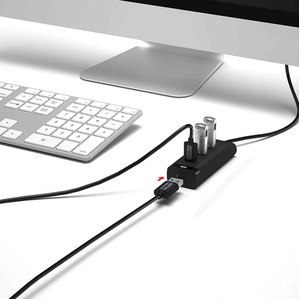DM CHB007 4 Ports USB 3.0 Hub 5Gbps High Speed Transfer Docking Station with 120cm Cable - 4