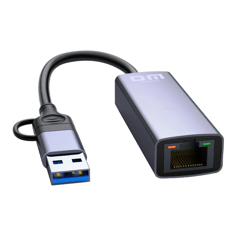 DM CHB083 Gigabit Ethernet Hub USB Type-C 2-in-1 Network Adapter 1000Mbps For Gaming Streaming Office - 3