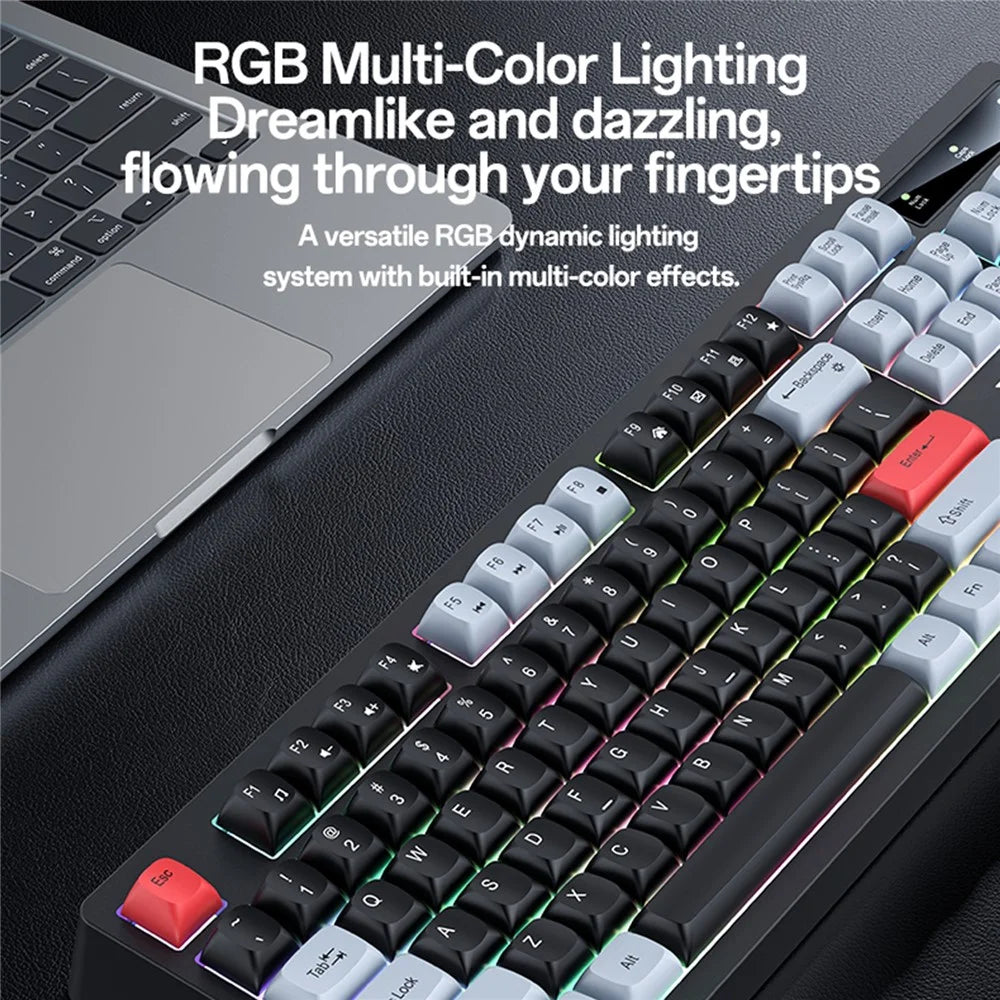 YESIDO KB44 104 Keys Wired Keyboard with RGB Backlight Low Noise Mechanical Keyboard, English Version - 6