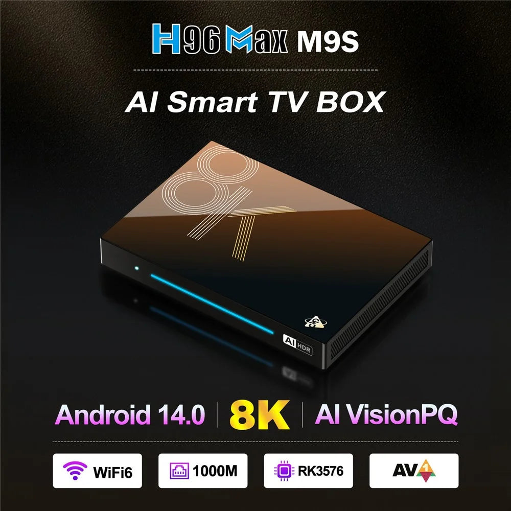 H96 MAX M9S Android 14.0 TV Box 8GB RAM + 128GB ROM 8K Ultra HD Streaming Device 1000M LAN WiFi 6 BT5.4 - US Plug - 4
