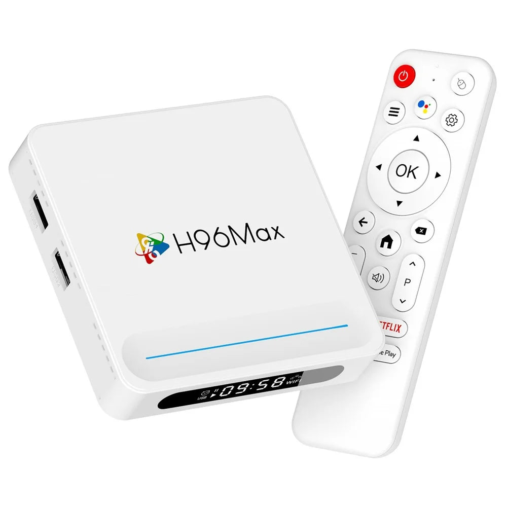 H96 Max H618 Plus 2+16GB Android TV Box WiFi 6 Bluetooth-Compatible 8K Ultra HD Smart TV Box - White  /  US Plug - 1