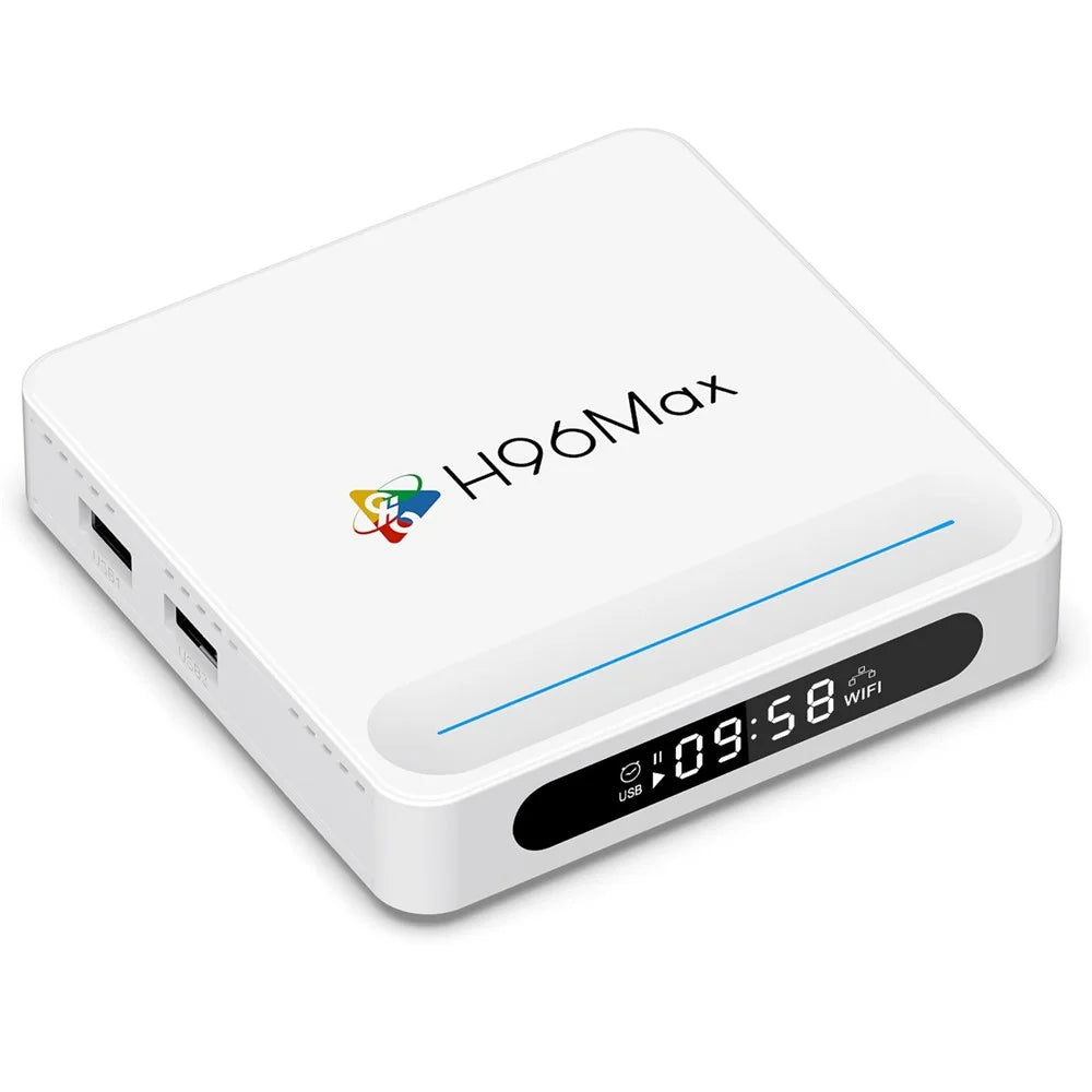 H96 Max H618 Plus 4+128GB Android TV Box WiFi 6 Bluetooth-Compatible 8K Ultra HD Smart TV Box - White  /  US Plug - 2