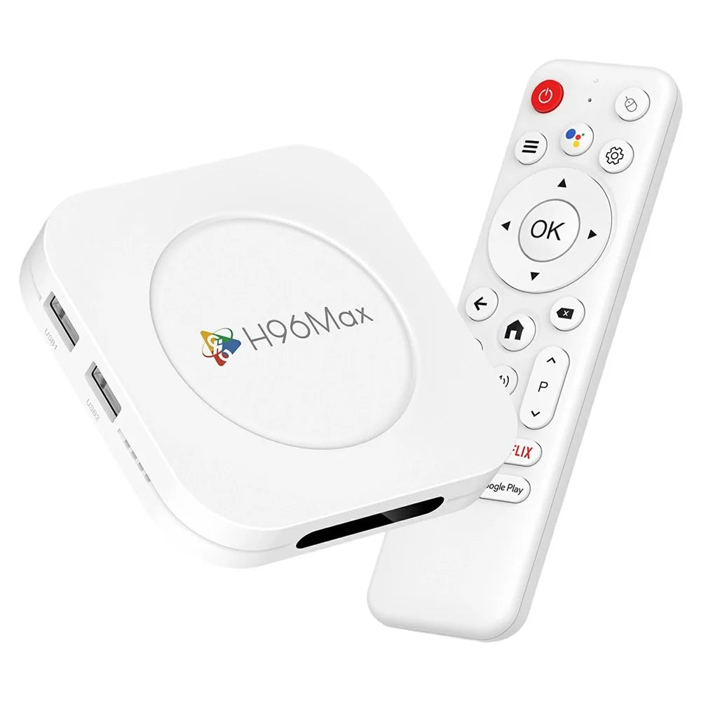 H96 MAX M1 Plus 8K Intelligent Android TV Box 2+16GB WiFi6 BT5.4 Voice Assistant Media Player - White  /  US Plug - 1