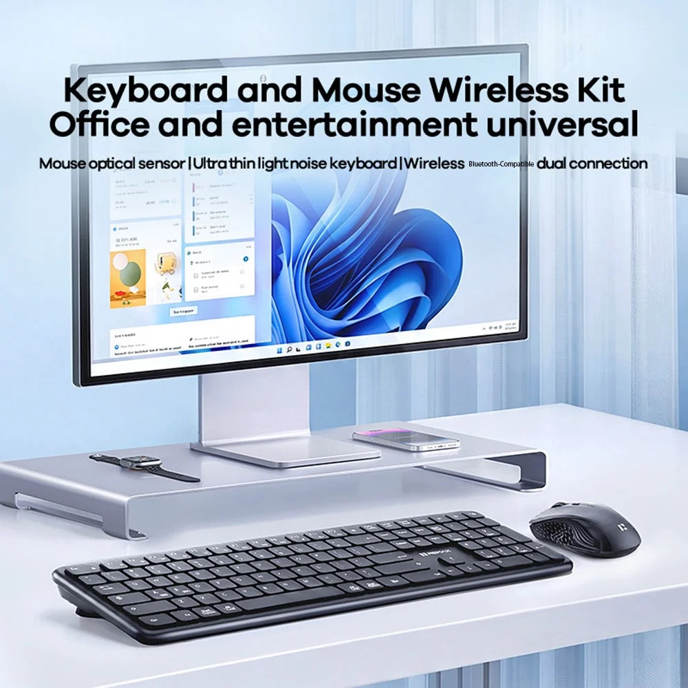 REMAX BT-07 2.4G / Bluetooth-compatible Dual Mode Wireless Keyboard with 1600DPI Mouse Combo Set - 2