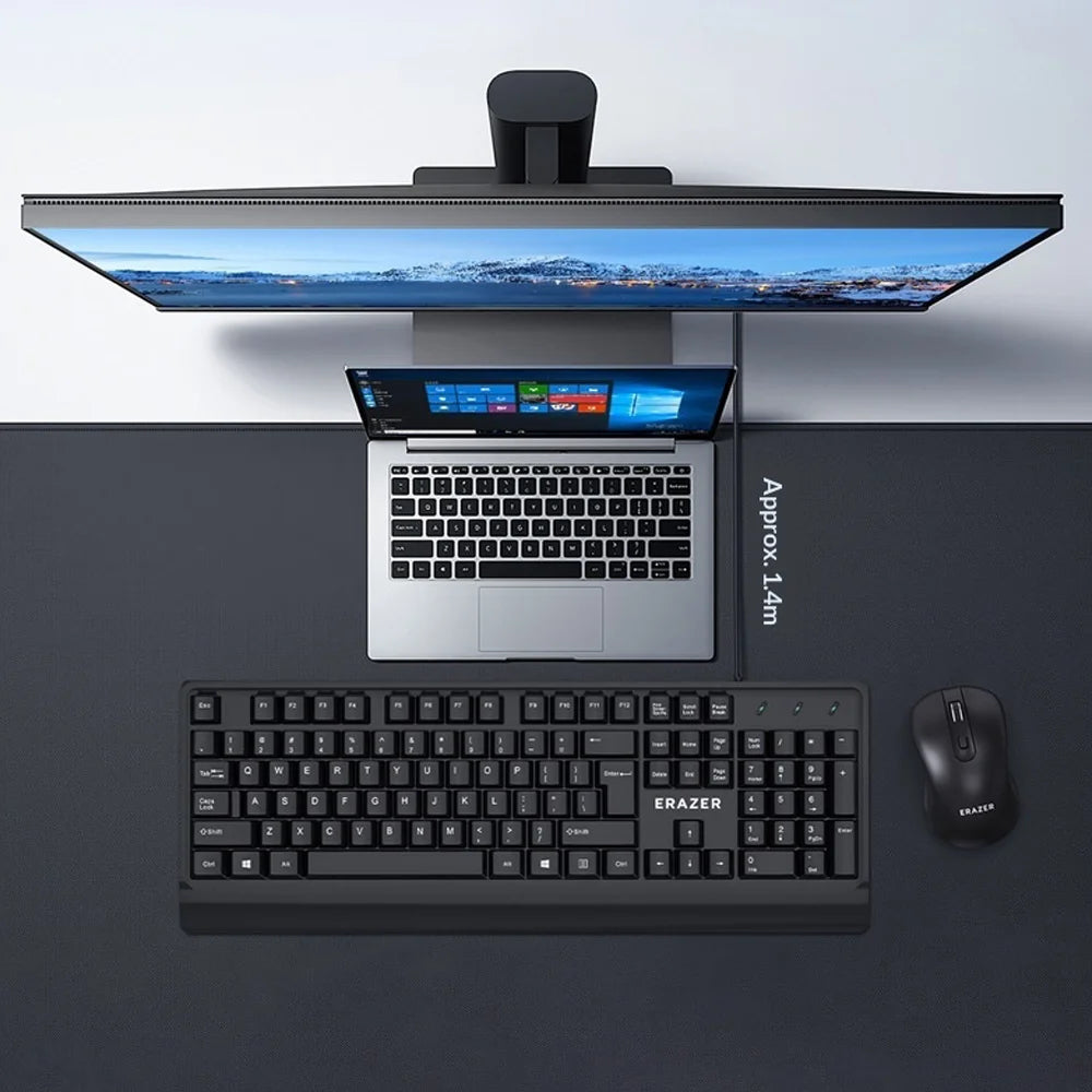 ERAZER K102 104 Keys USB Wired Computer Keyboard for Business Office Desktop Laptop (Invested By Lenovo) - Black - 2