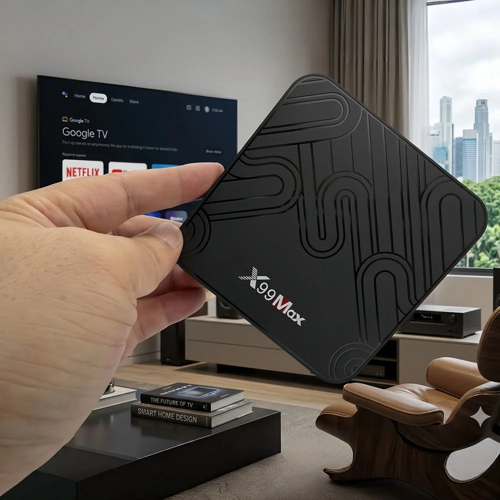 X99 MAX 2+16GB Android 14 TV Box RK3518 WiFi 6 4K HD Media Player with Bluetooth-compatible 5.0 Voice Remote Control - Black  /  US Plug - 2