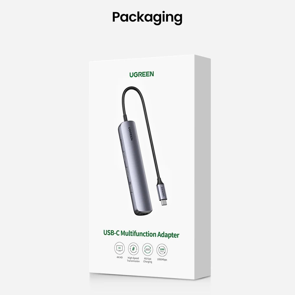 UGREEN USB C Hub Type C 3.1 to 4K HD RJ45 PD Converter USB 3.0 Adapter for MacBook Air Pro 2020 PC Support 5Gbps Data Transmission - 7