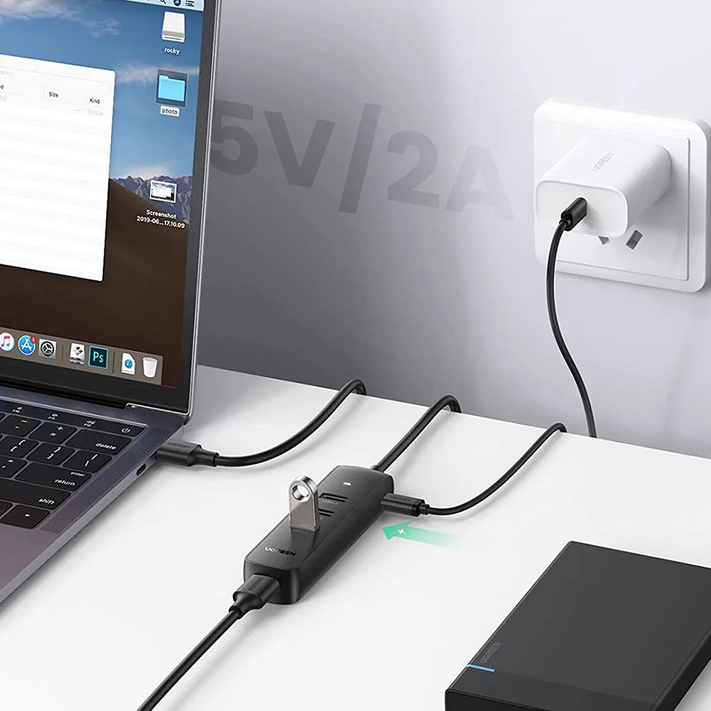 UGREEN 20488 1.5m Multi-port USB Hub Adapter USB 3.0 Data Transfer Converter for iMac/Surface Pro/XPS/PS4/PS5/Xbox One/Flash Drive/HDD/SSD - 2