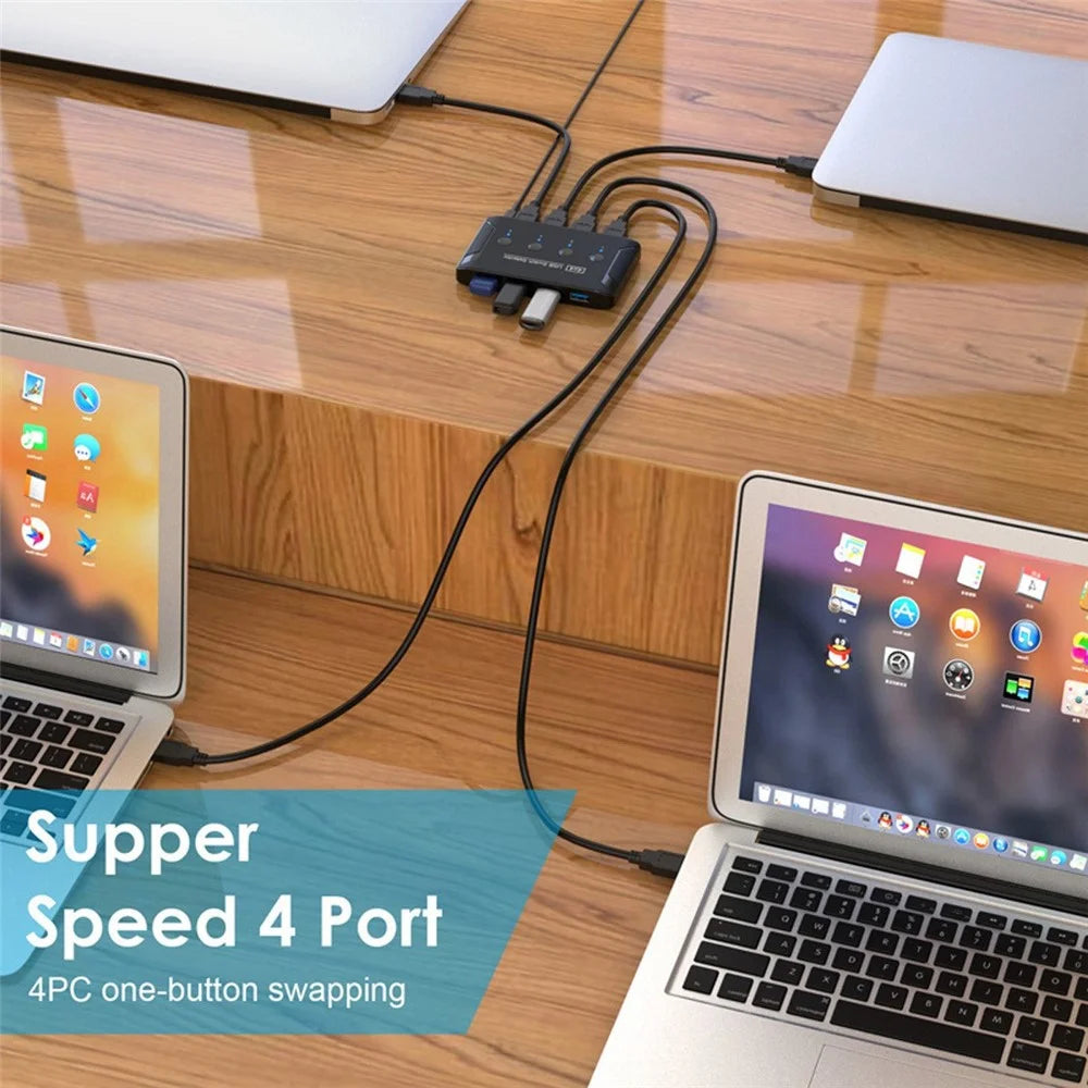 U3-040 KVM USB 3.0 Switch Selector 4 Port Computer Sharing 4 Devices for Keyboard Mouse Scanner Printer - 4
