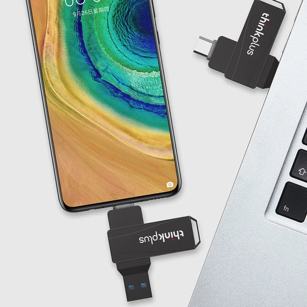 LENOVO THINKPLUS MU252 64GB USB+Type C 2-in-1 Memory Stick for iPhone 15 Series Fast Data Readin USB C 3.1 Thumb Flash Drive - 6
