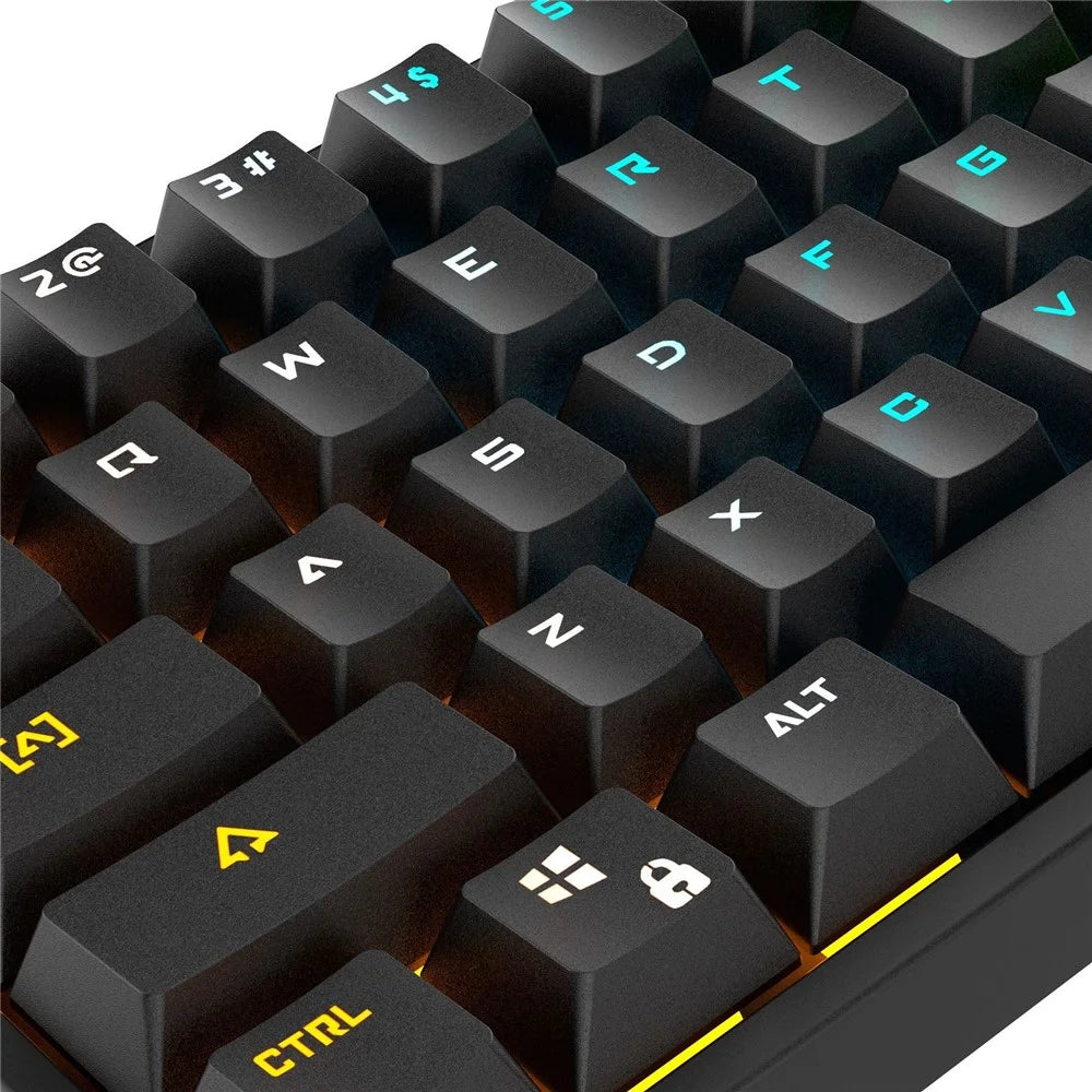 BAJEAL G101 Colorful RGB Backlit Mechanical Gaming USB Wired Keyboard Backlight Office Keyboard 61 Keys for Laptop PC Desktop Computer - 7