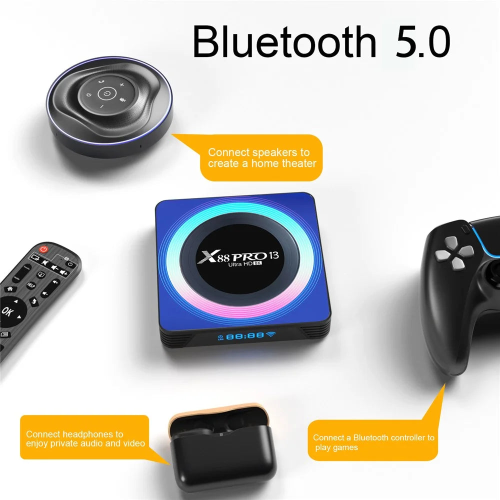 X88 Pro 13 Ultra HD 8K TV Box 4GB+32GB Android 13.0 Smart TV Box with Remote Control - US Plug - 2