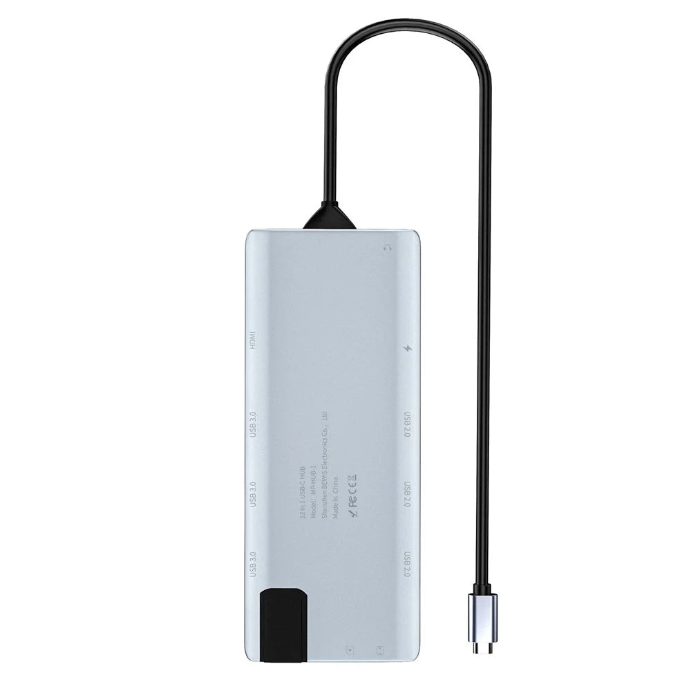 BENWIS MP-HUB-3 12-in-1 Type-C Hub 4K 30Hz HD Video Network USB Multi-Port USB-C Adapter - 6