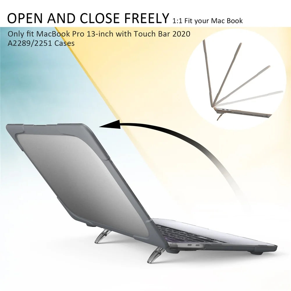 Two-Piece Plastic + TPU Protective Case Shell with Stand Design for MacBook Pro 13 inch (2020) A2251 / A2289 / A2338 (M1 / M2)   - Grey - 4
