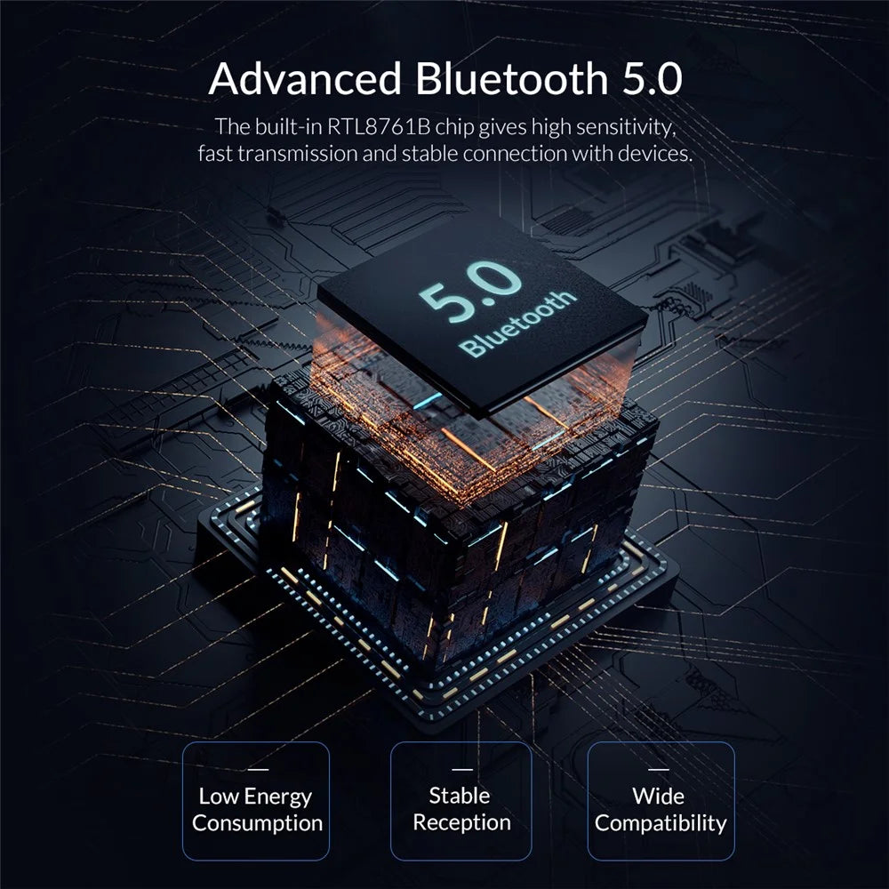 ORICO BTA-508 USB Bluetooth-compatible 5.0 Adapter Mini Wireless Dongle for PC Laptop - Black - 5