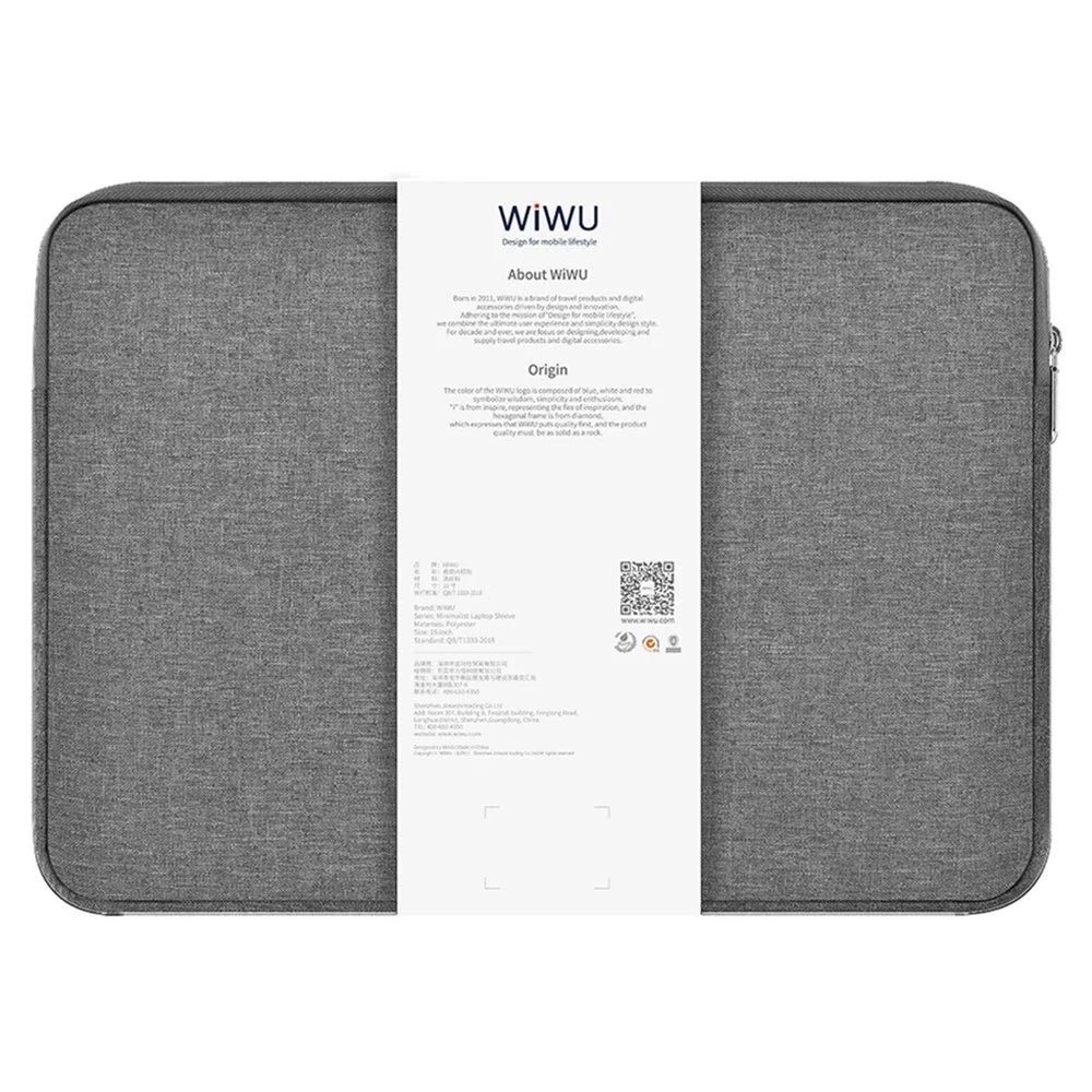 WIWU 16-inch Minimalist Laptop Bag Waterproof Polyester Notebook Protective Sleeve - Grey - 2