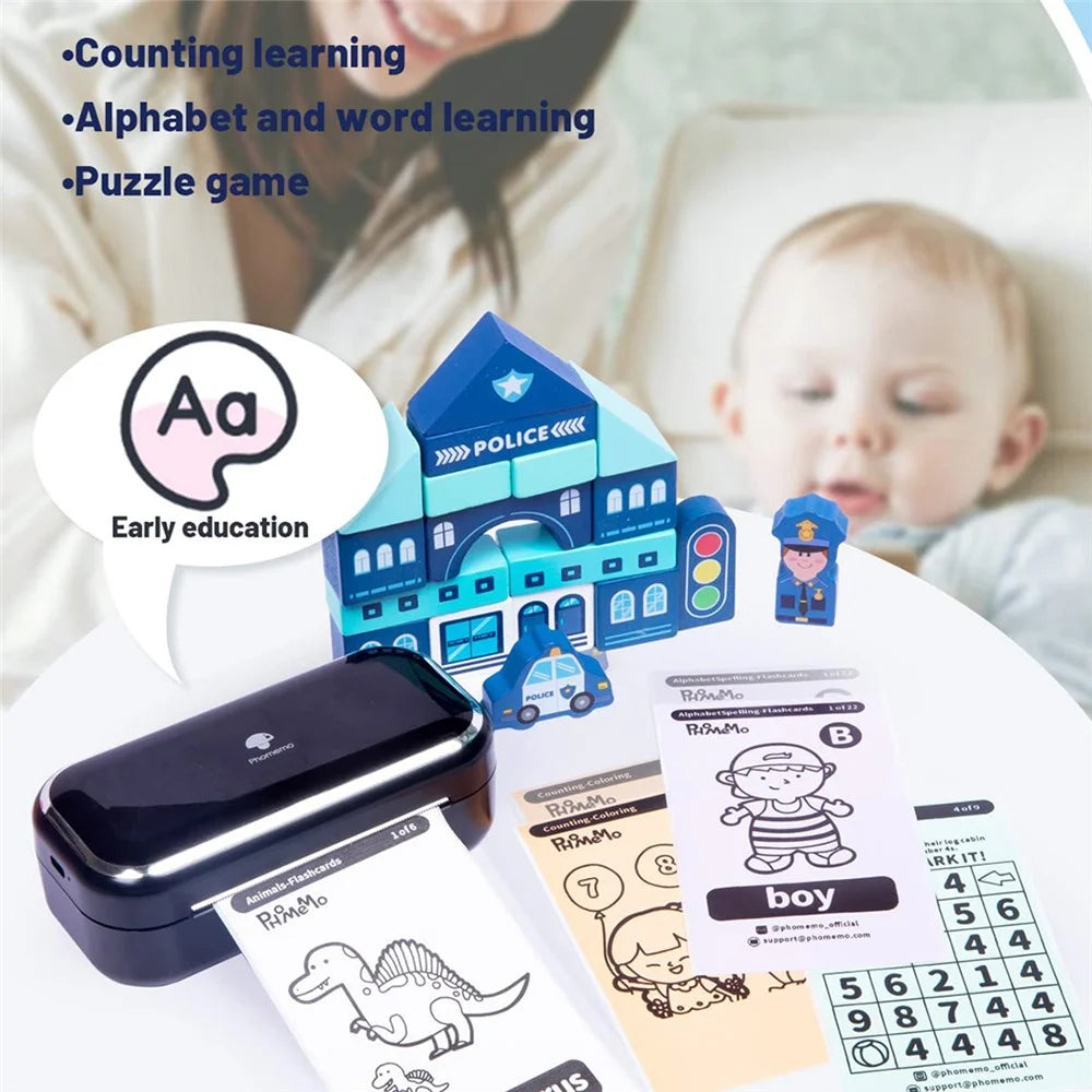 PHOMEMO M03 Portable Thermal Printer 203DPI Wireless Label Photo Printer - Black - 6